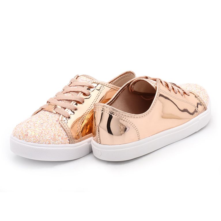 tenis molekinha ouro rosado