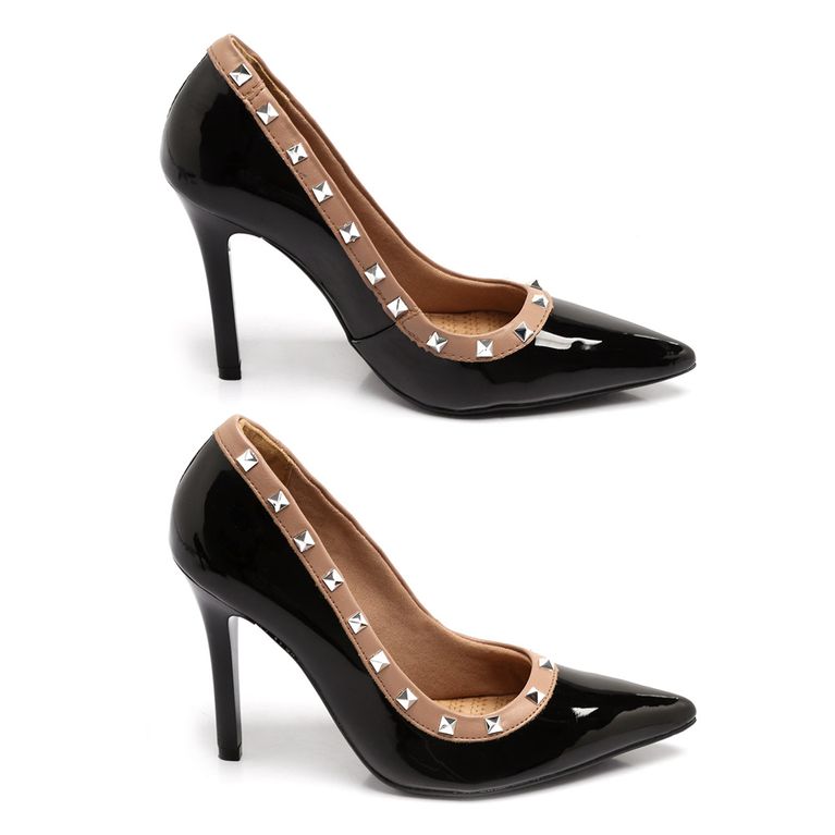 scarpin via marte preto verniz