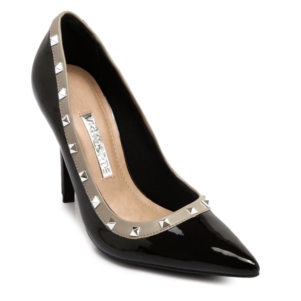 scarpin via marte preto verniz